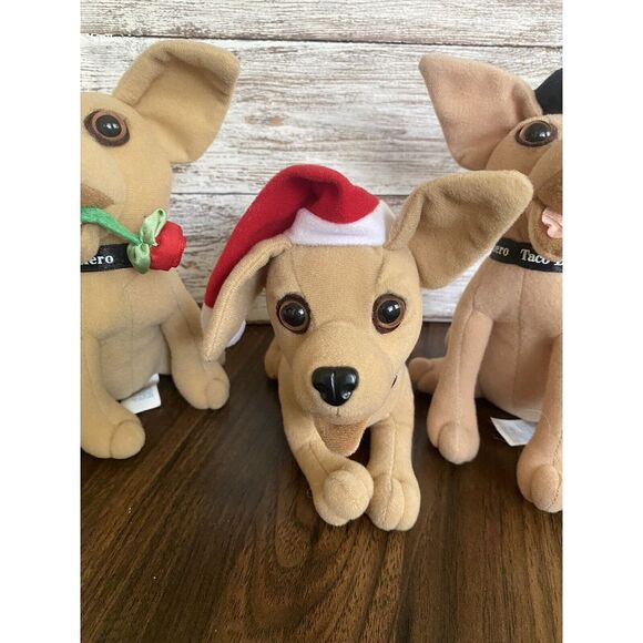 Vintage Taco Bell Chihuahua Dog Plush Stuffed Animal Lot of 3 DO NOT TALK - Picture 3 of 7